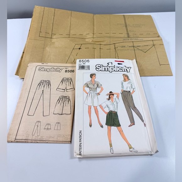 Simplicity Sewing Pattern 8506 Miss Pants, Shorts‎ & Skirt Size 16 VTG '88 Uncut - Picture 2 of 5